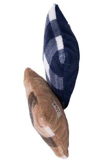 Подушка Woollamb меховая 40×40 см клетка коричневый, опт фото 3