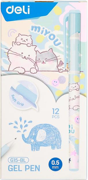 Набор ручек гелев. Deli MiYou (EG15-BL-P) ассорти син. черн. кор.карт. (12шт) фото 5