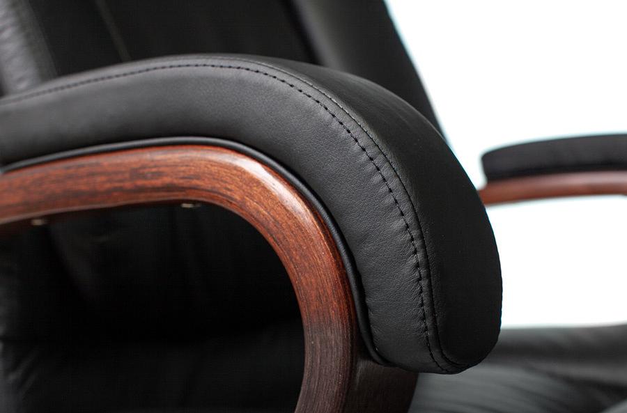Кресло руководителя Бюрократ T-9925WALNUT черный кожа крестовина металл/дерево фото 5