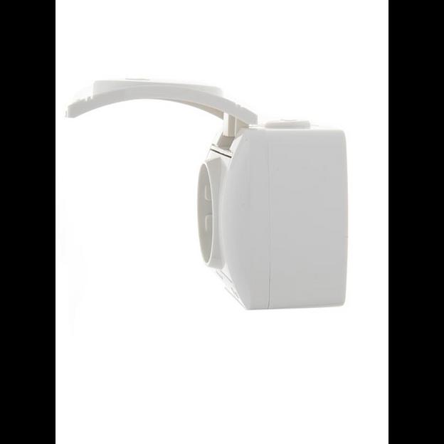 Розетка 1-м ОП Nata 16А IP20 с заземл. с защ. крышкой керамика бел. LEZARD 710-0200-123 фото 3