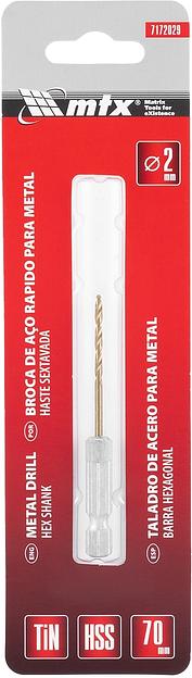 Сверло по металлу, 2 мм, HSS, нитридтитановое покрытие, 6-гранный хвостовик// Matrix фото 6