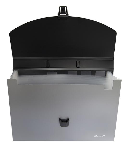 Портфель Silwerhof Perlen 322716-01 6 отдел. A4 пластик серебристый металлик фото 3