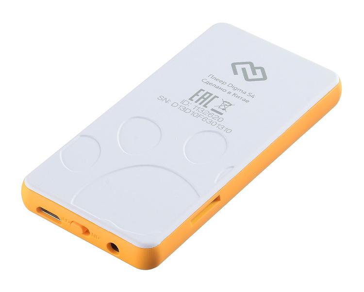 Плеер Hi-Fi Flash Digma S4 8Gb белый/оранжевый/1.8"/FM/microSDHC фото 4