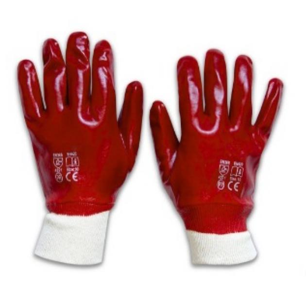 Перчатки МБС с ПВХ покрытием и манжетой-резинкой красные ОПТ фото 1