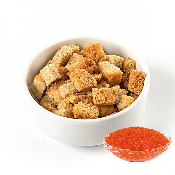 Пшеничные сухарики с красной икрой, 1 кг (мелкие кубики) ОПТ фото 1