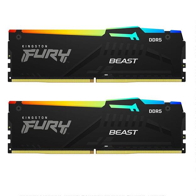 16GB Kingston DDR5 5200 DIMM FURY Beast Black RGB KF552C40BBAK2-16 kit 2*8,Non-ECC, CL40, 1.25V, 288-pin RTL фото 1