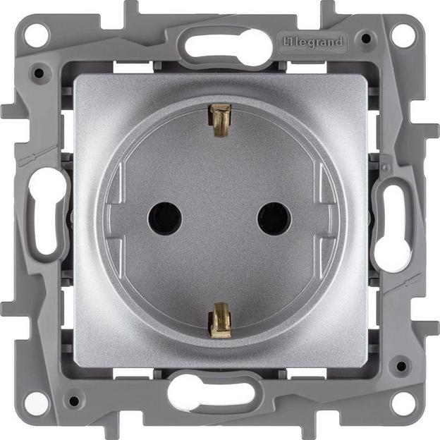 Розетка 2К+З, немецкий стандарт, винтовые зажимы, 16А, 250В~, Etika, алюминий Legrand 672421 фото 5