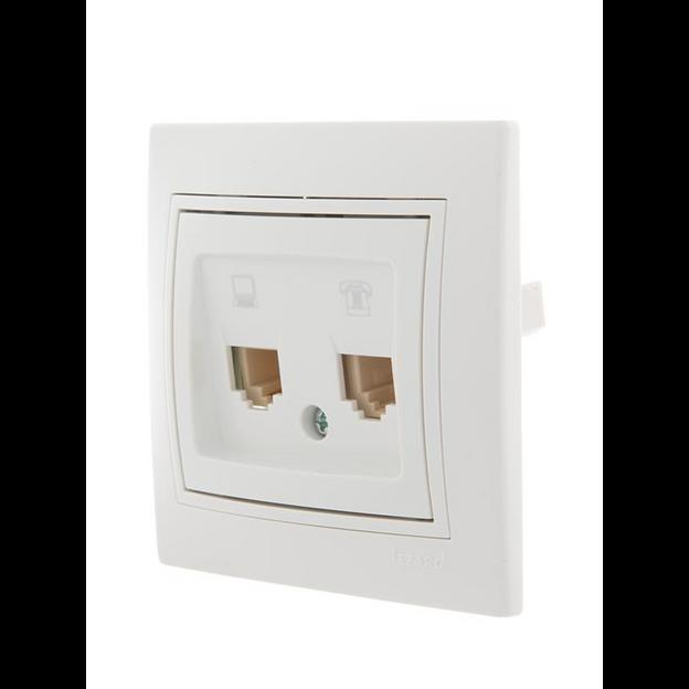 Розетка компьютерная + телефонная 2-м СП Mira RJ45 + RJ11 бел./бел. LEZARD 701-0202-143 фото 2