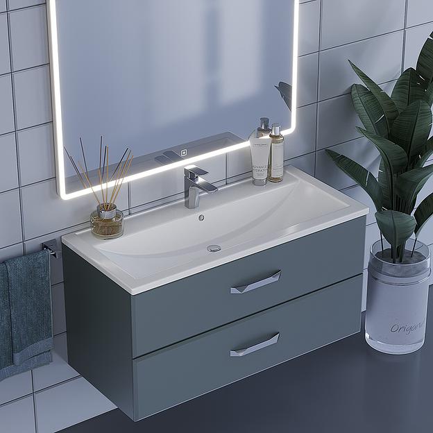 Тумба под раковину для ванной Uperwood Foster 100 см, подвесная, серый графит фото 4