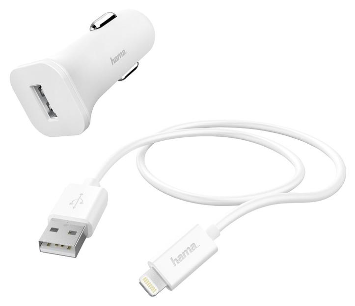 Автомобильное зар./устр. Hama H-183291 1A кабель Apple Lightning белый (00183291) фото 1