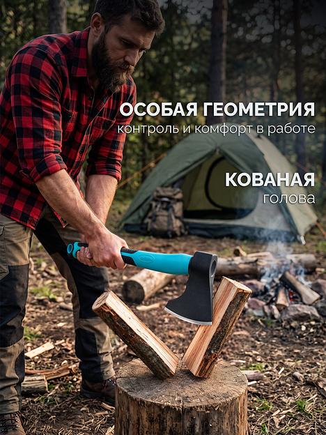 СИБИН ТИГР, 1200/1375 г, 430 мм, таежный кованый топор с фиберглассовой рукояткой (2081-12) фото 3