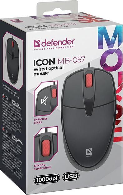 Мышка USB OPTICAL MB-057 BLACK 52057 ICON DEFENDER фото 4