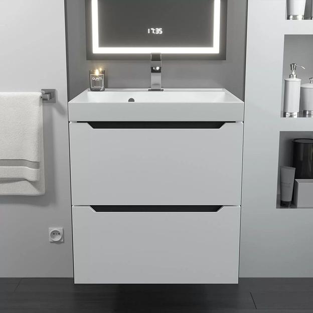Тумба под раковину для ванной Uperwood Tanos 50 см, подвесная,  белая/графит фото 4
