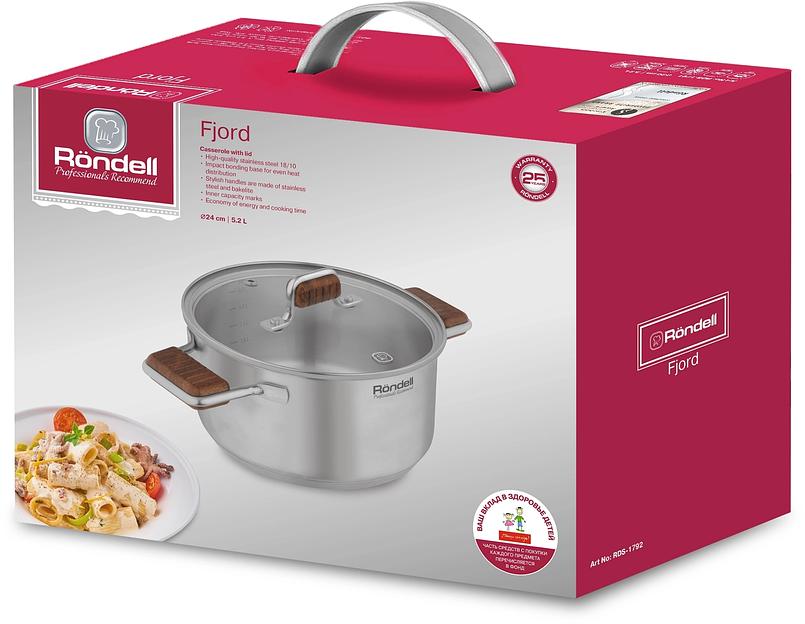Кастрюля Rondell Fjord RDS-1792 5.2л. d=24см (без крышки) стальной фото 7