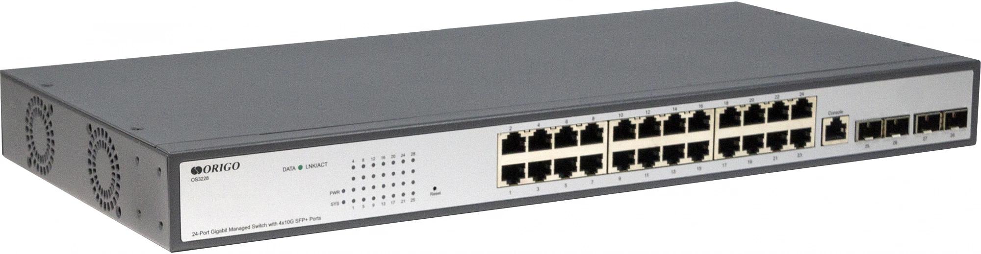 ORIGO OS3228/A1A Управляемый L2 коммутатор, 24x1000Base-T, 4x10GBase-X SFP+ фото 2