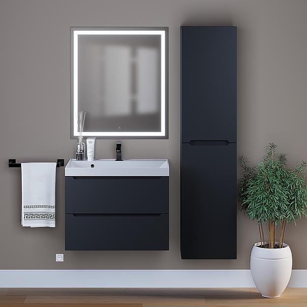 Тумба под раковину для ванной Uperwood Tanos 70 см, подвесная, черная матовая фото 6