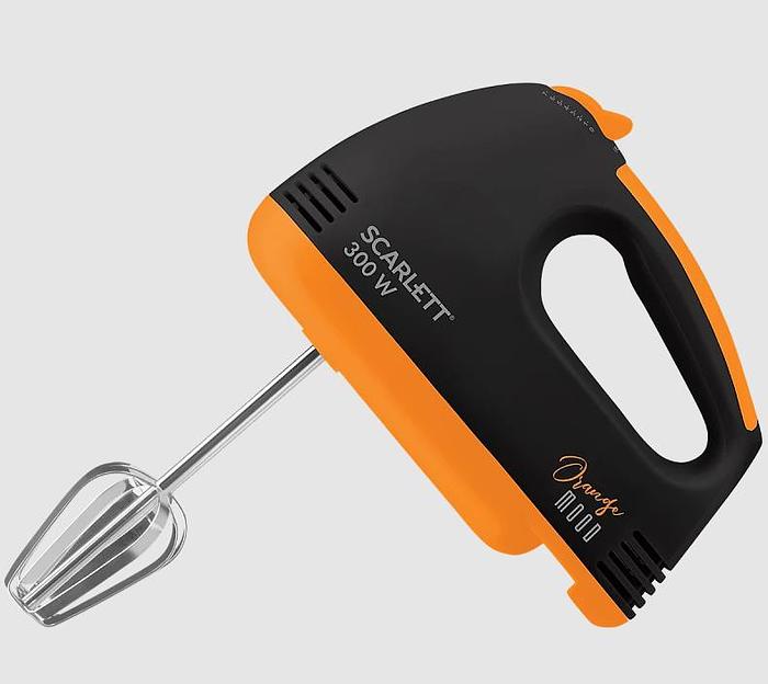 Миксер ручной Scarlett SC-HM40S20 300Вт черный/оранжевый фото 1