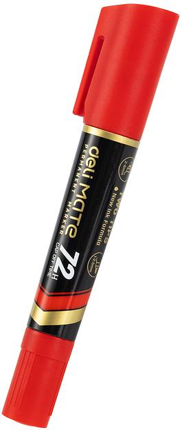 Маркер перманентный Deli EU72-RD двойной пиш. наконечник 1-5мм красный фото 2