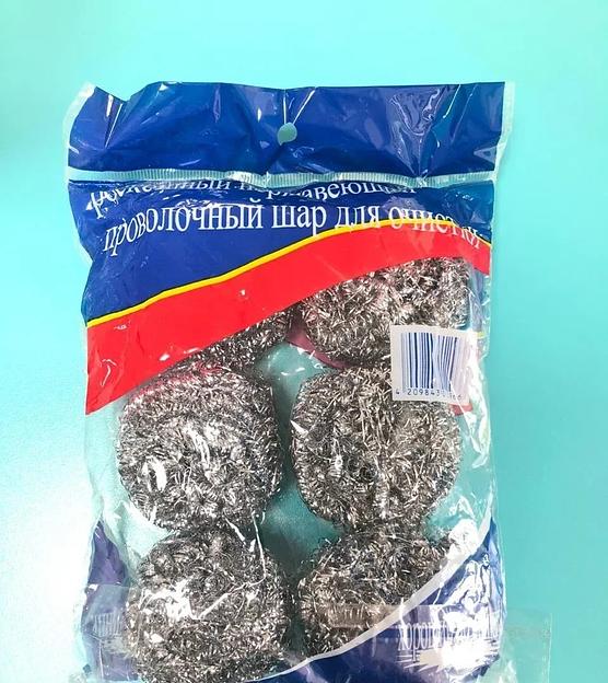 Губка металлическая для мытья посуды 6 шт/уп фото 1