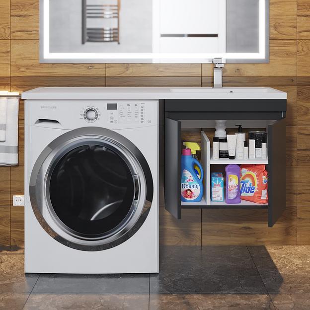 Тумба под стиральную машину Uperwood Magenta, 50 см, подвесная, черная, с дверцами фото 7