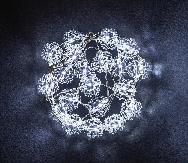 Гирлянда новогодняя светодиодная NGF-DM001-20СW-2AA-белые снежинки Navigator Group 21454 фото 1