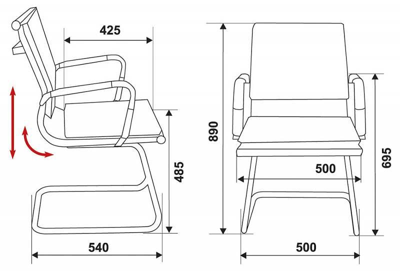 Кресло Бюрократ Ch-993-Low-V светло-коричневый искусственная кожа низк.спин. полозья металл хром фото 4