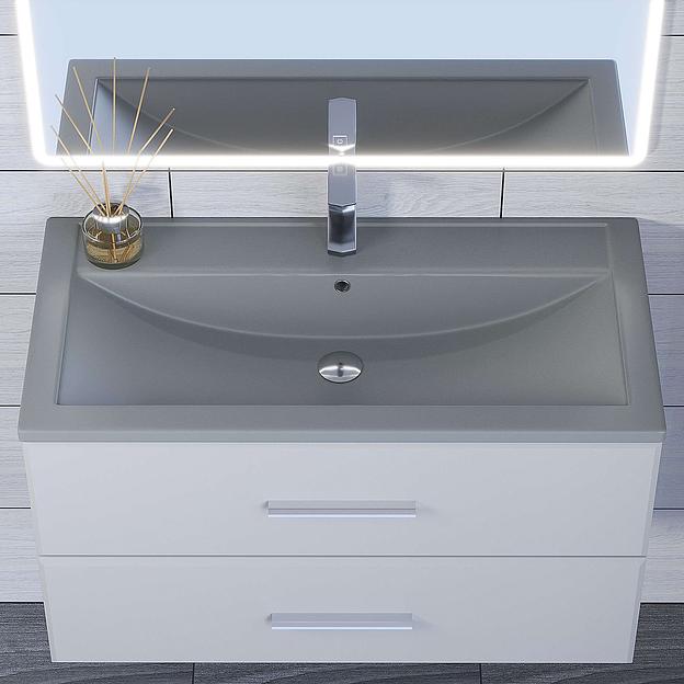 Раковина кварцевая для ванной Uperwood Foster Quartz 80 см, серая матовая, бетон фото 2