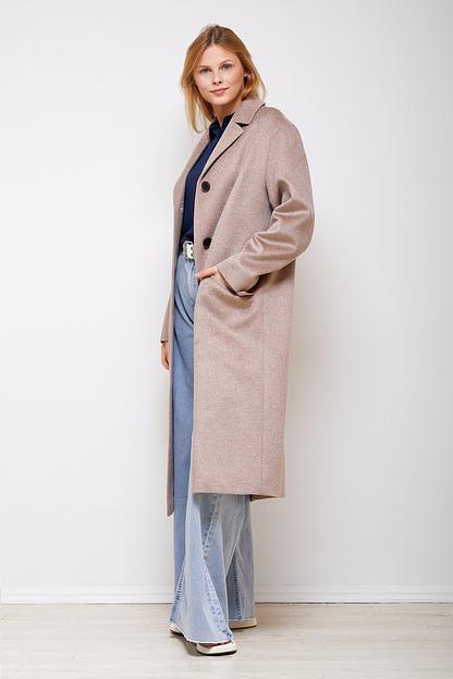 Женское демисезонное пальто деловое Mmoda бежевый, арт.2202438-1 фото 1