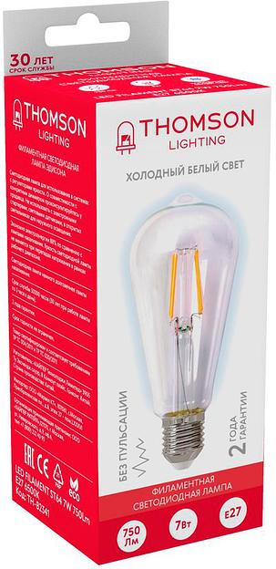 Лампа филам. Thomson Filament TH-B2341 7Вт цок.:E27 эдисон 220B 6500K св.свеч.бел.хол. ST64 (упак.:1шт) фото 2