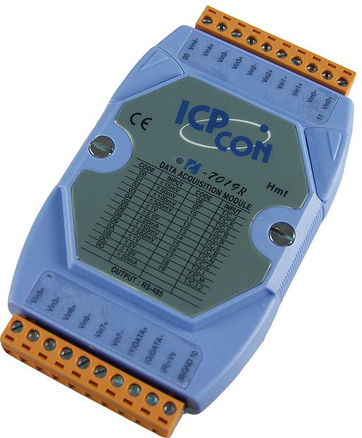 Модуль с 8 каналами аналогового ввода (напряжение/ток, выбирается перемычкой) или сигнала с термопары, с расширенным набором подключаемых термопар, с защитой от перенапряжения, протокол DCON фото 1