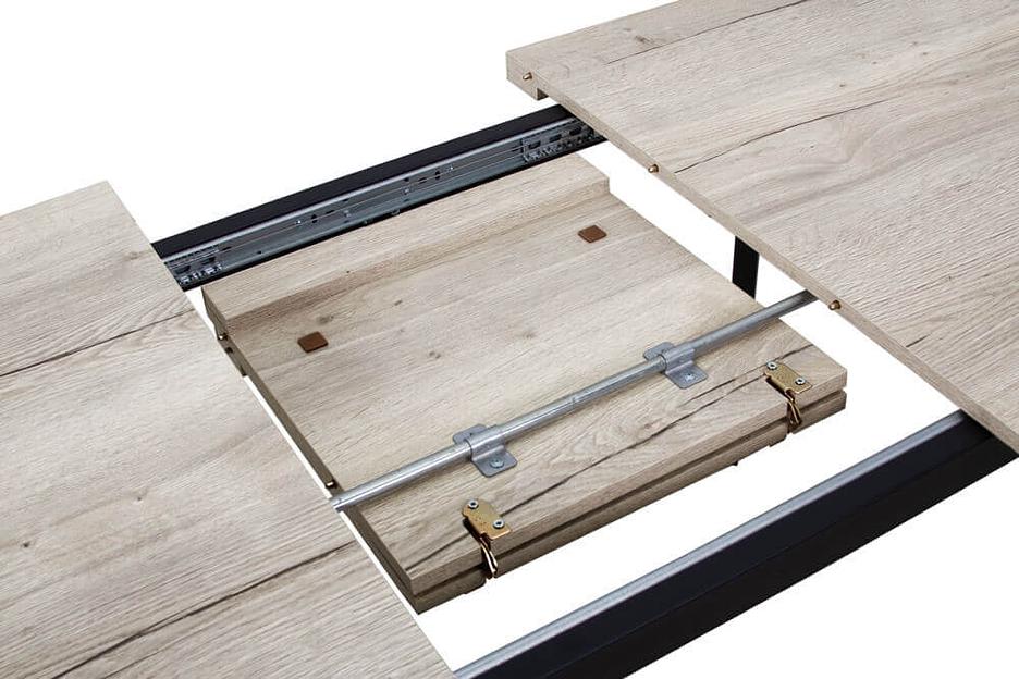 Стол Hagen 120(+40)x80 см чёрный металл, галифакс белый фото 9