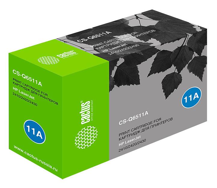 Картридж лазерный Cactus CS-Q6511A Q6511A черный (6000стр.) для HP LJ 2410/2420/2430 фото 1