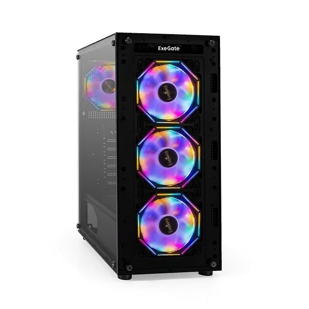Exegate EX294967RUS Корпус Miditower ExeGate i3 BASE (ATX, без БП, с окном, 1*USB+1*USB3.0, аудио, 4 вент. 12см с RGB подсветкой) фото 1