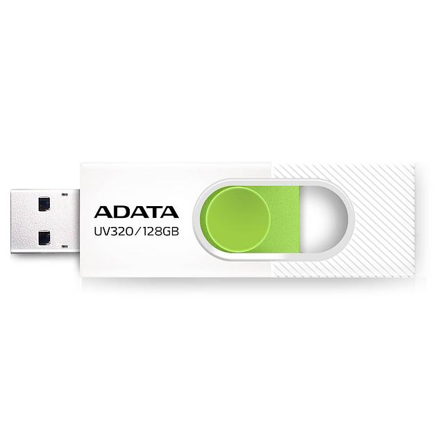 Флеш накопитель 128GB A-DATA UV320, USB 3.2, белый/зеленый фото 1