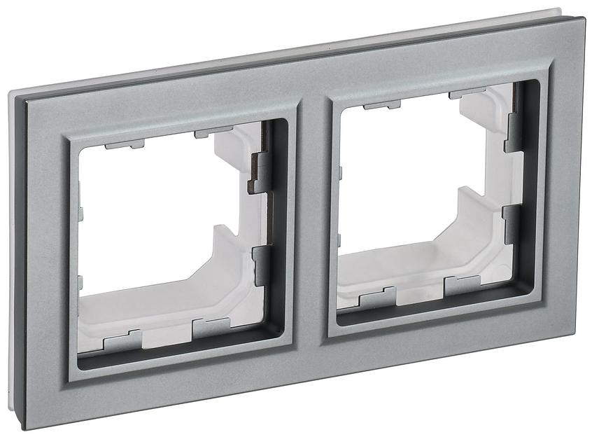 IEK BR-M22-44-K46 BRITE Рамка 2-мест. IP44 РУ-2-БрС-44 сталь фото 1