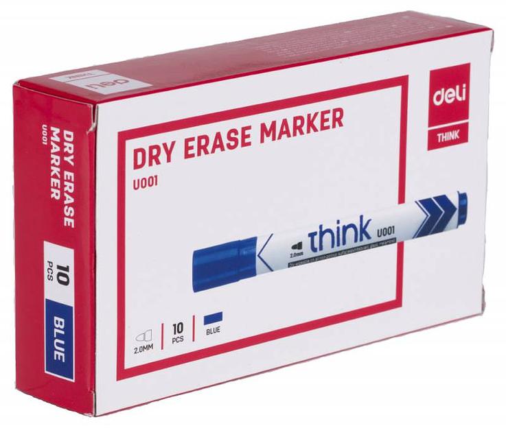 Маркер для досок Deli EU00130 Think круглый пиш. наконечник 2мм синий фото 2