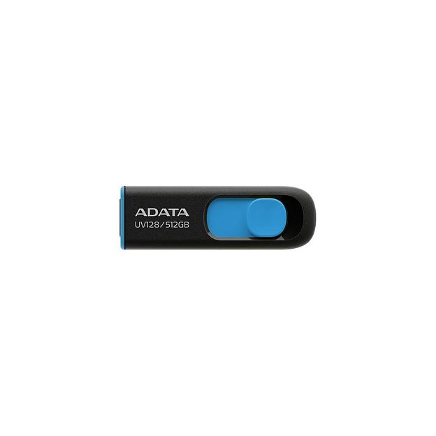 Флешка USB A-Data DashDrive UV128 512ГБ, USB3.0, черный и синий [auv128-512g-rbe] фото 1