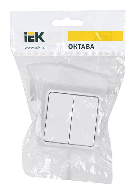 Выключатель IEK Октава откр. 2кл. IP20 белый (упак.:1шт) (EVO20-K01-10-DC) фото 2