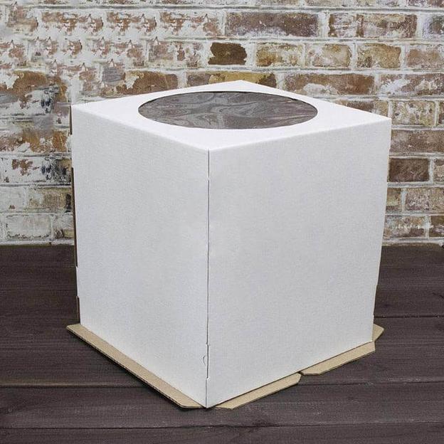 Упаковка для торта гофрокартон с окном 28x28x30 см  фото 1