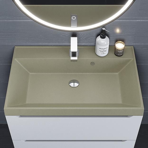 Раковина кварцевая для ванной комнаты Uperwood Classic Quartz 70 см, бежевая матовая, десерт фото 3