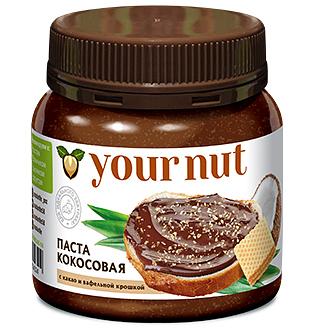 Паста Your Nut кокосовая с какао и вафельной крошкой 250 г ОПТ фото 1