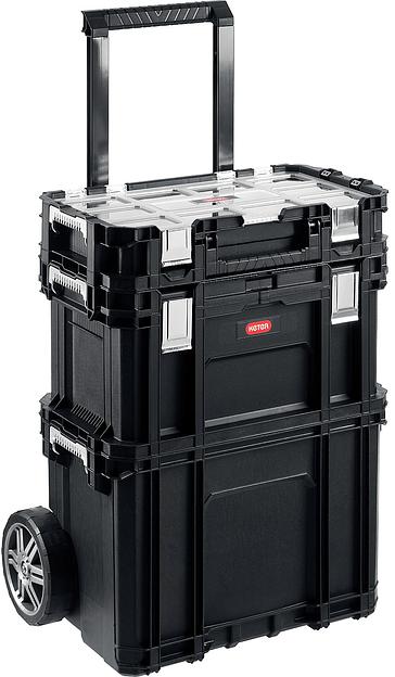 KETER SMART ROLLING, 564 х 373 х 700 мм, (22″), набор пластиковый ящик-тележка + ящик для инструментов + ящик органайзер (38390-22) фото 1