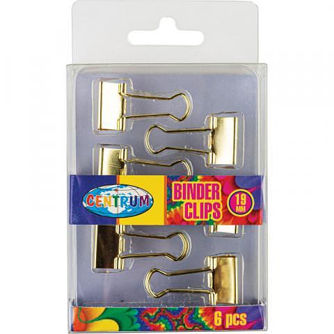 Зажимы для бумаги 19мм, 6шт, золотые, в блистере, Centrum фото 1