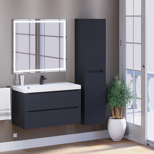 Тумба с раковиной для ванной Uperwood Tanos 90 см, подвесная, матовая, черная фото 7