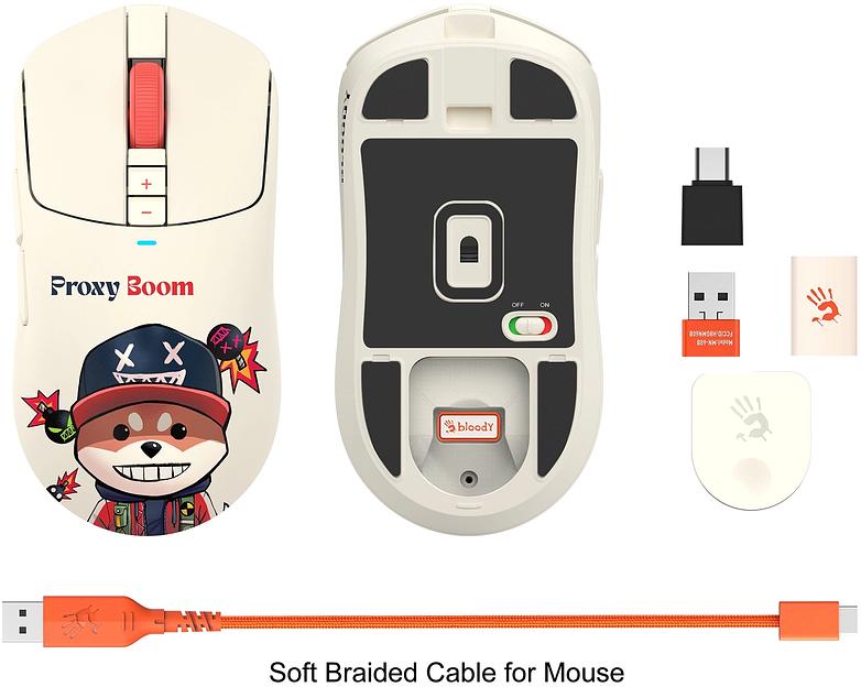 Мышь A4Tech Bloody R72 Ultra Proxy Boom бежевый оптическая 20000dpi беспров. USB-C 7but (R72 ULTRA) фото 9