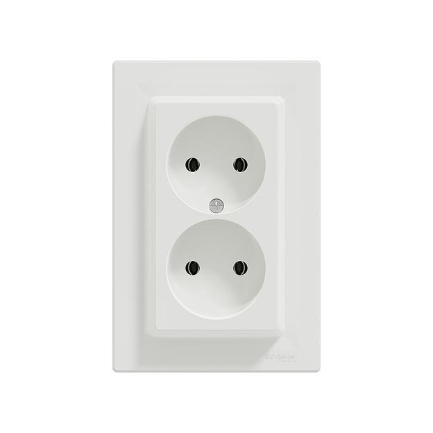 Розетка двойная SE EPH9700121 Asfora без заземления в сборе вин.клеммы белая EPH9700121 фото 3