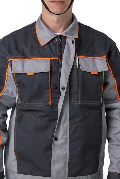 Костюм мужской рабочий «Бригадир 1» серый с оранжевыми вставками, опт фото 1