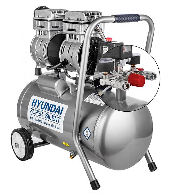 Компрессор поршневой Hyundai HYC 18224LMS безмасляный 180л/мин 24л 1000Вт серебристый фото 4