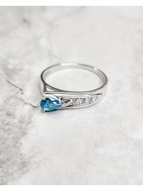 Ассиметричное серебряное кольцо с голубым фианитом 925 фото 1