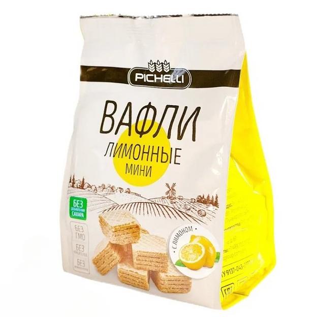 Вафли неглазированные с сахарозаменителями PICHELLI «Мини» лимонные, 125 г ОПТ фото 1